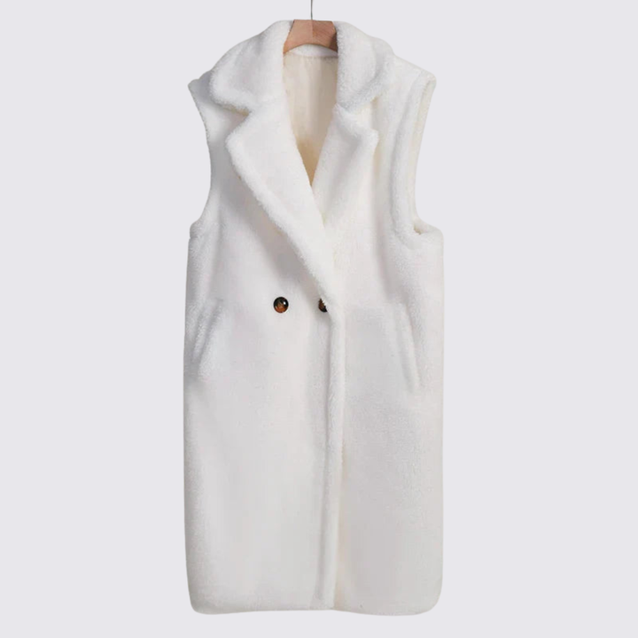 Damen Teddy Weste – Ärmellos – Mit Revers