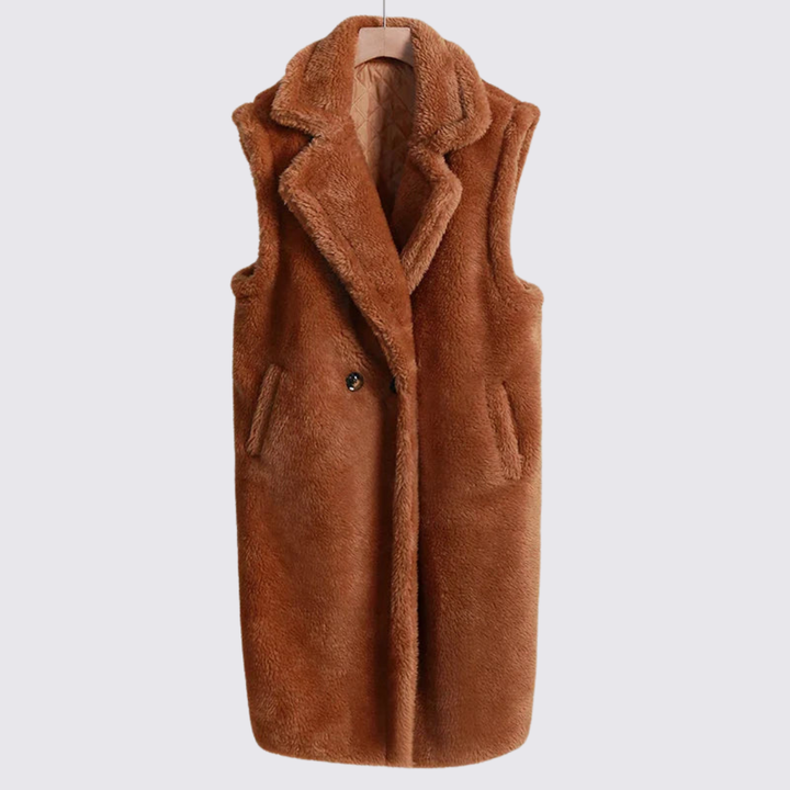 Damen Teddy Weste – Ärmellos – Mit Revers