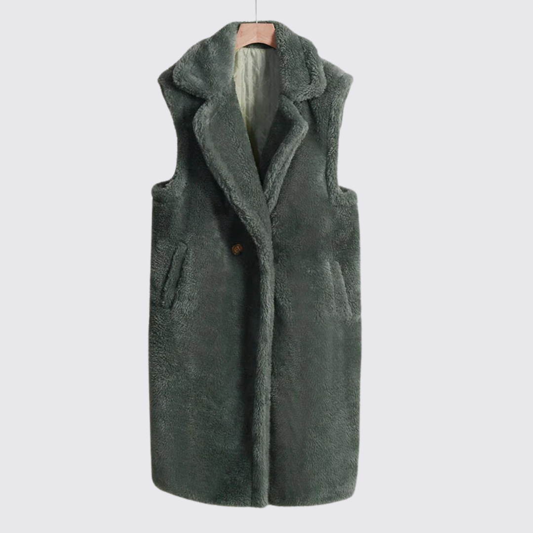 Damen Teddy Weste – Ärmellos – Mit Revers