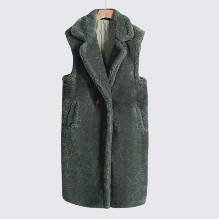 Damen Teddy Weste – Ärmellos – Mit Revers