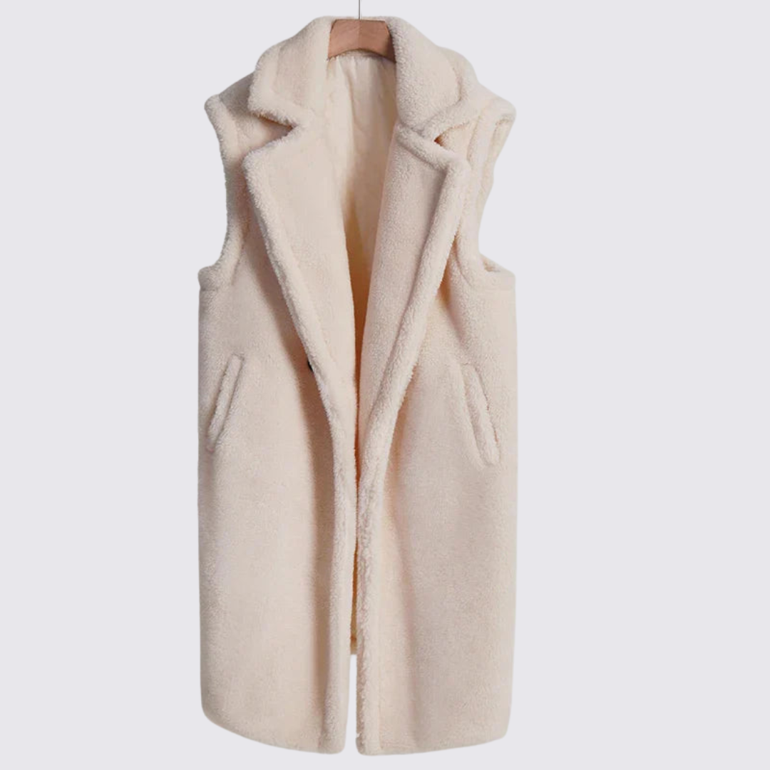 Damen Teddy Weste – Ärmellos – Mit Revers