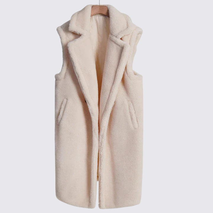 Damen Teddy Weste – Ärmellos – Mit Revers