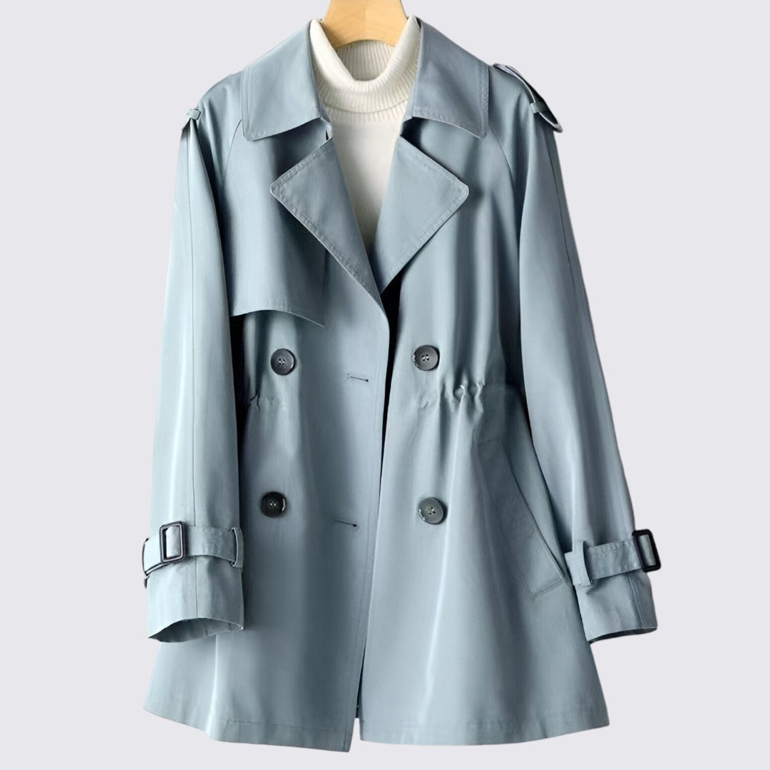 Damen Trench Mantel mit Knopfleiste – Doppelreihig – Lang Geschnitten