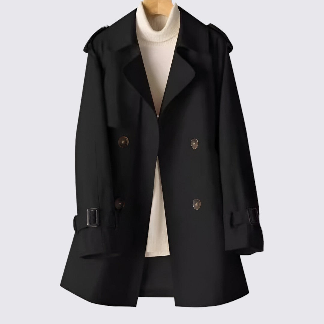 Damen Trench Mantel mit Knopfleiste – Doppelreihig – Lang Geschnitten