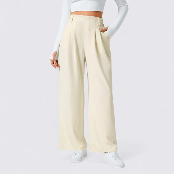 Damen Weitbeinige Hose mit Hohem Bund - Palazzo Hose - Elegant