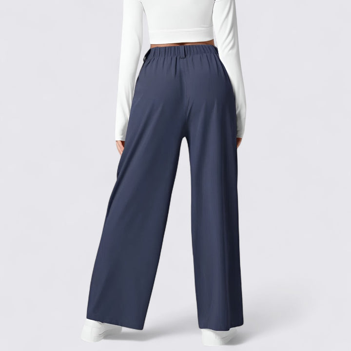 Damen Weitbeinige Hose mit Hohem Bund - Palazzo Hose - Elegant