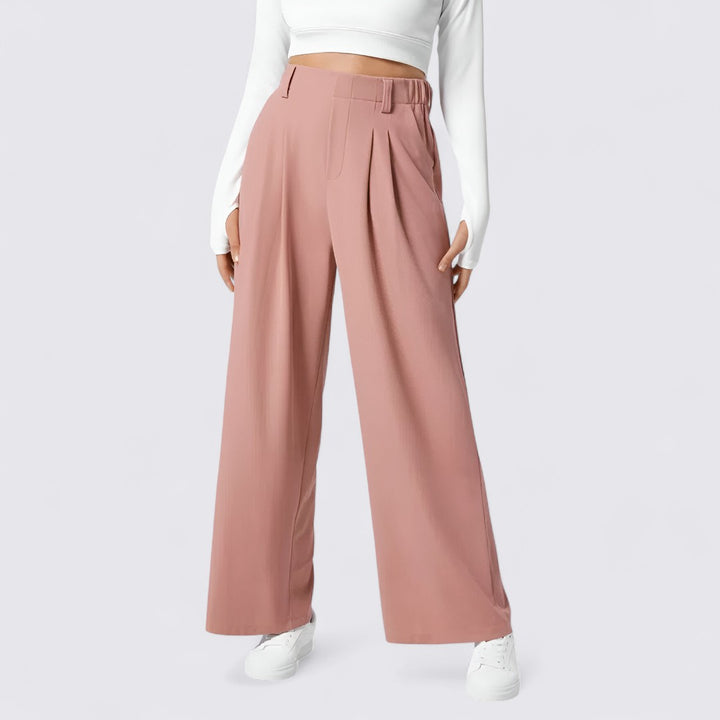 Damen Weitbeinige Hose mit Hohem Bund - Palazzo Hose - Elegant