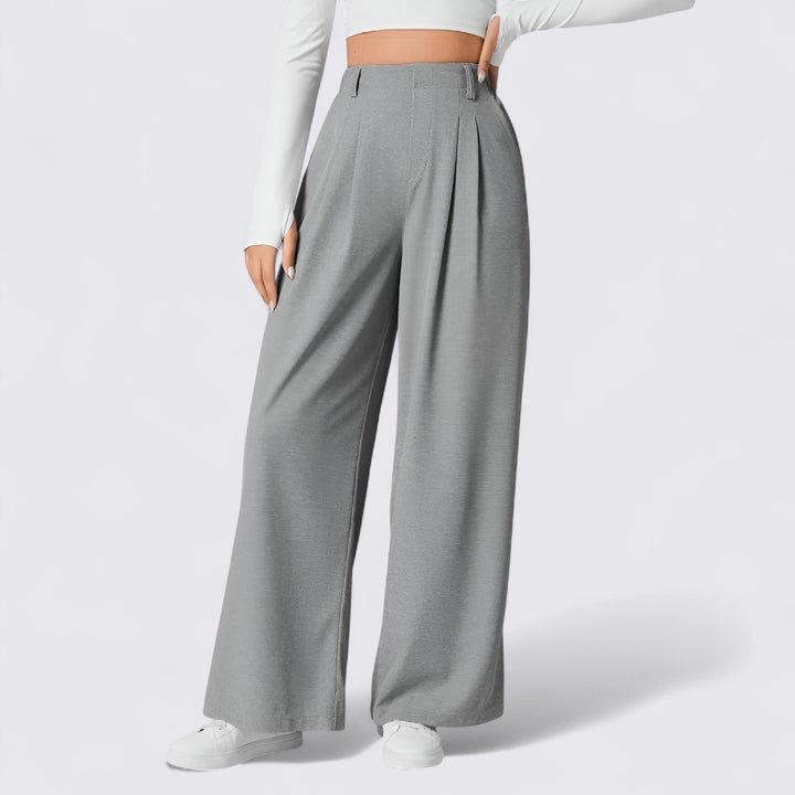 Damen Weitbeinige Hose mit Hohem Bund - Palazzo Hose - Elegant