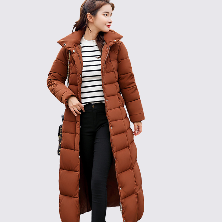 Damen Winter Steppmantel mit Kapuze – Warm Gefüttert – Tailliert geschnitten