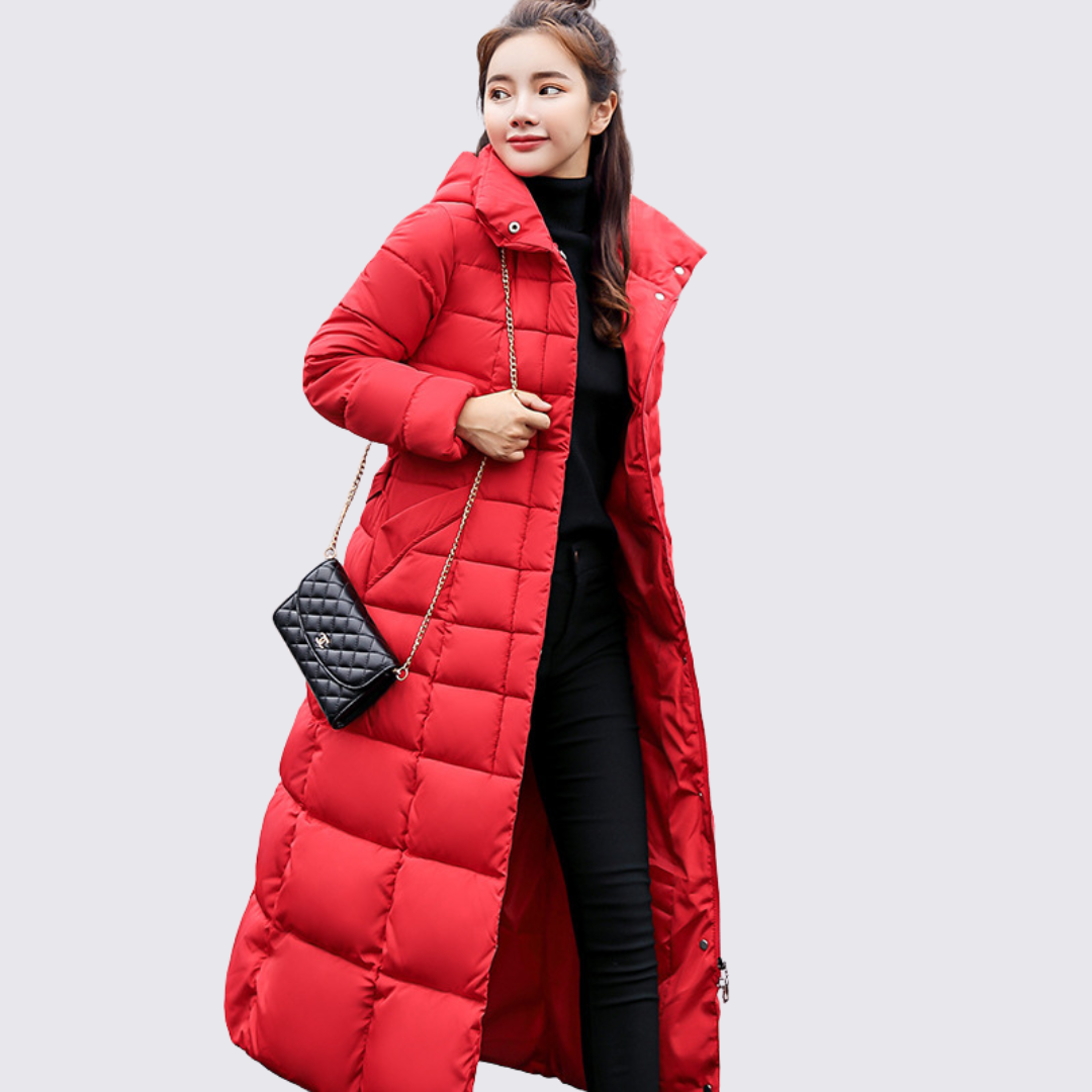 Damen Winter Steppmantel mit Kapuze – Warm Gefüttert – Tailliert geschnitten