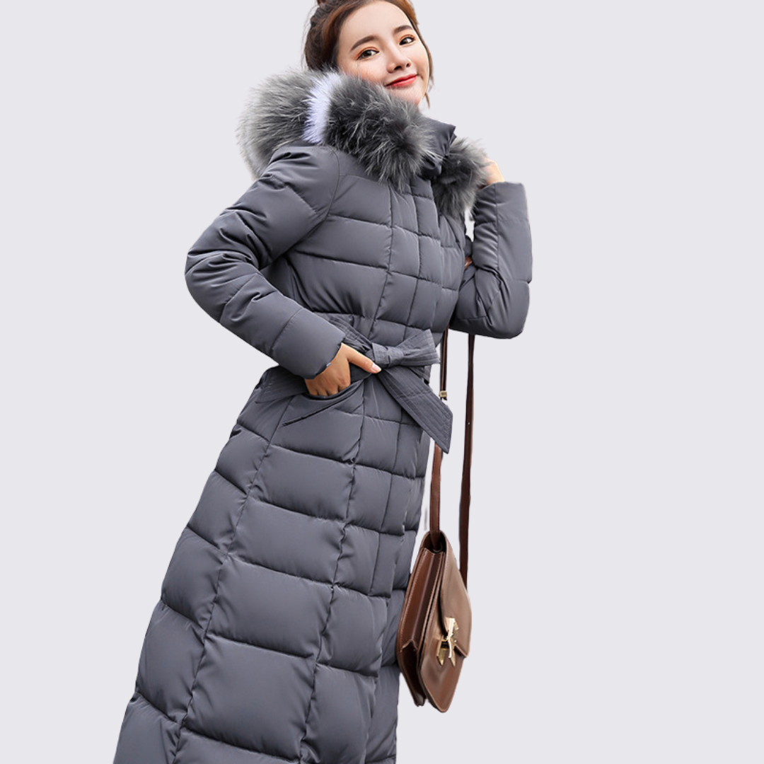 Damen Winter Steppmantel mit Kapuze – Warm Gefüttert – Tailliert geschnitten