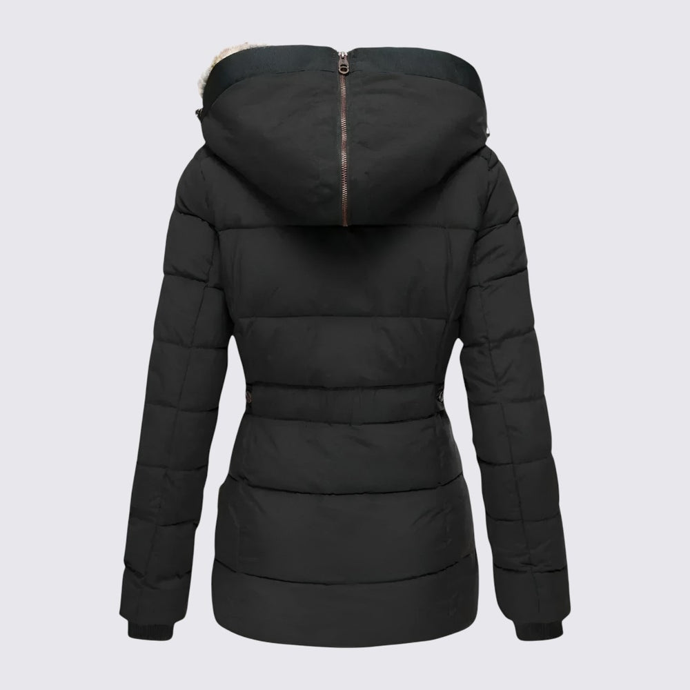 Damen Winterjacke mit Fellkapuze - Gefütterte Steppjacke - Warm Gefüttert