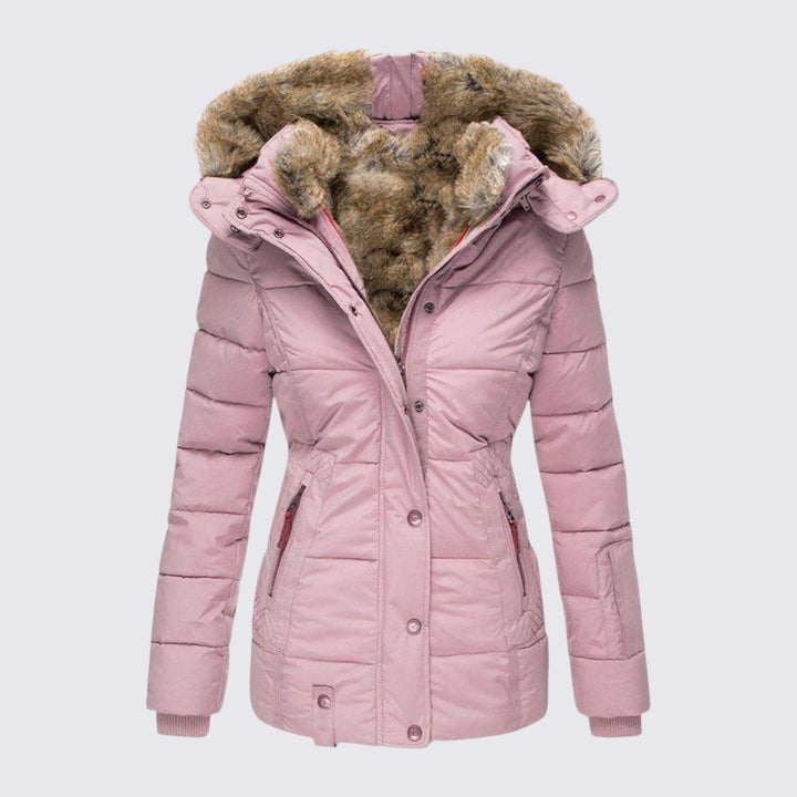 Damen Winterjacke mit Fellkapuze - Gefütterte Steppjacke - Warm Gefüttert