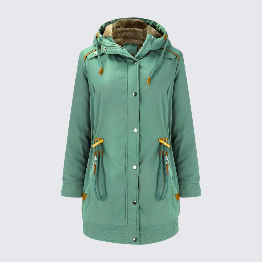 Damen Winterjacke mit Kapuze – Gefütterte Jacke – Lang Geschnitten