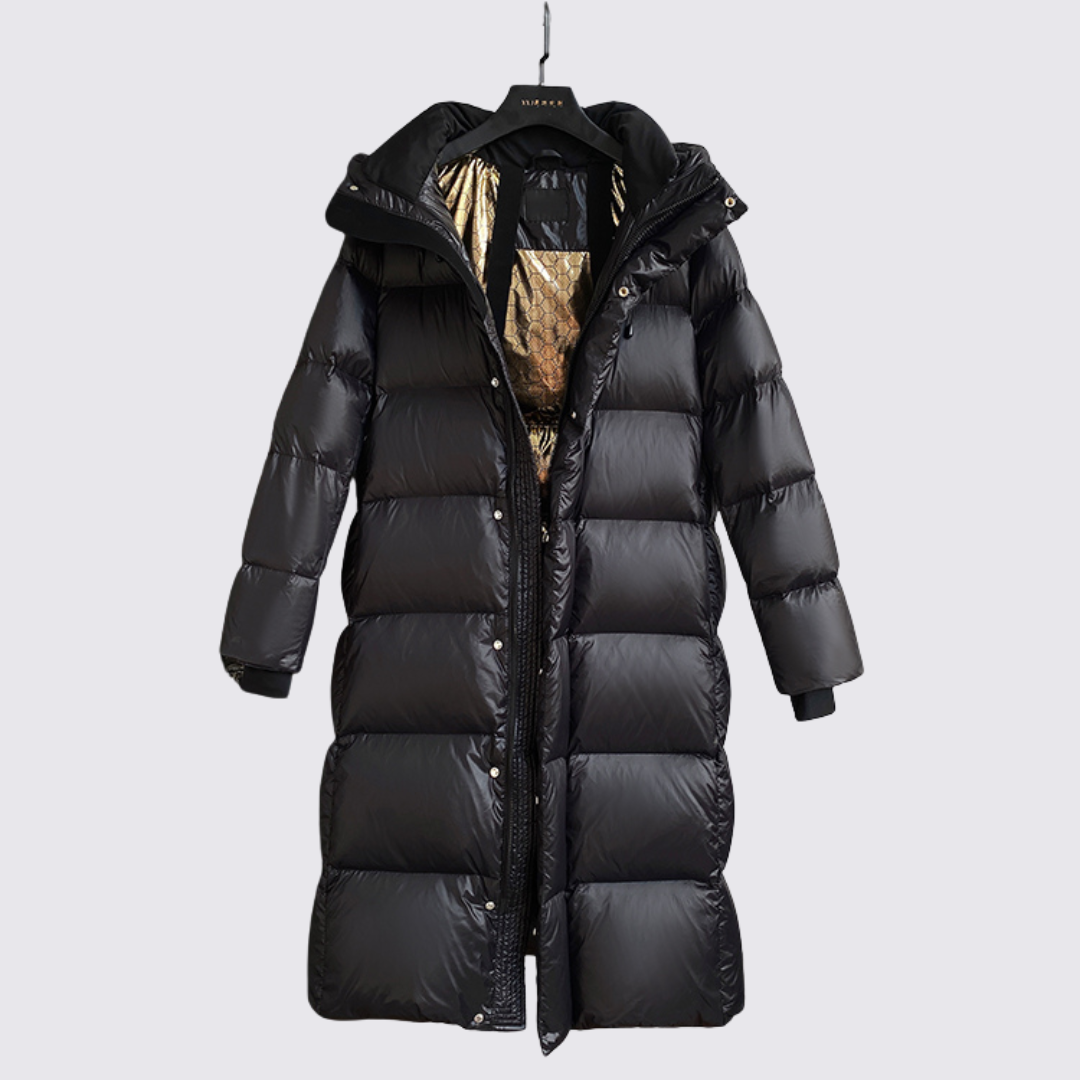 Damen Winterjacke mit Kapuze – Gefütterte Jacke – Lang Geschnitten