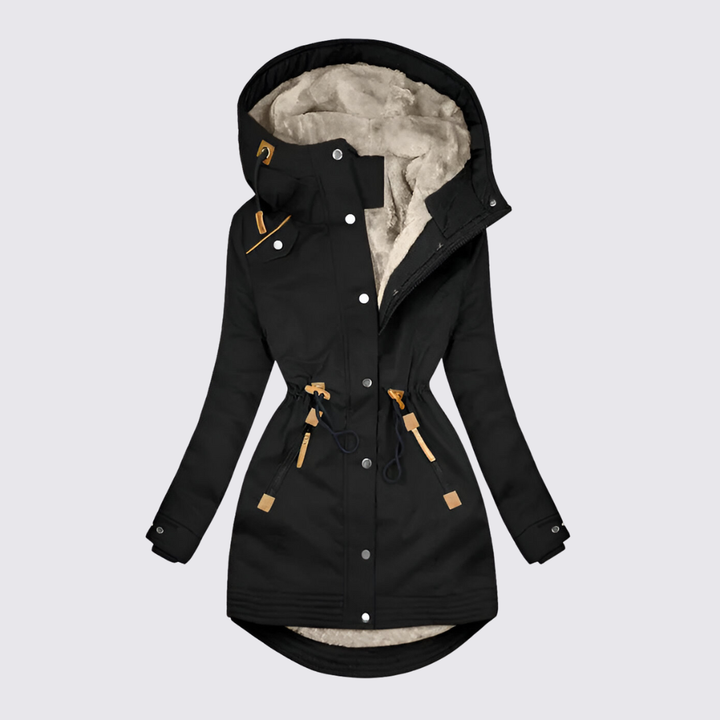Damen Winterjacke mit Kapuze – Gefütterte Jacke – Lang Geschnitten