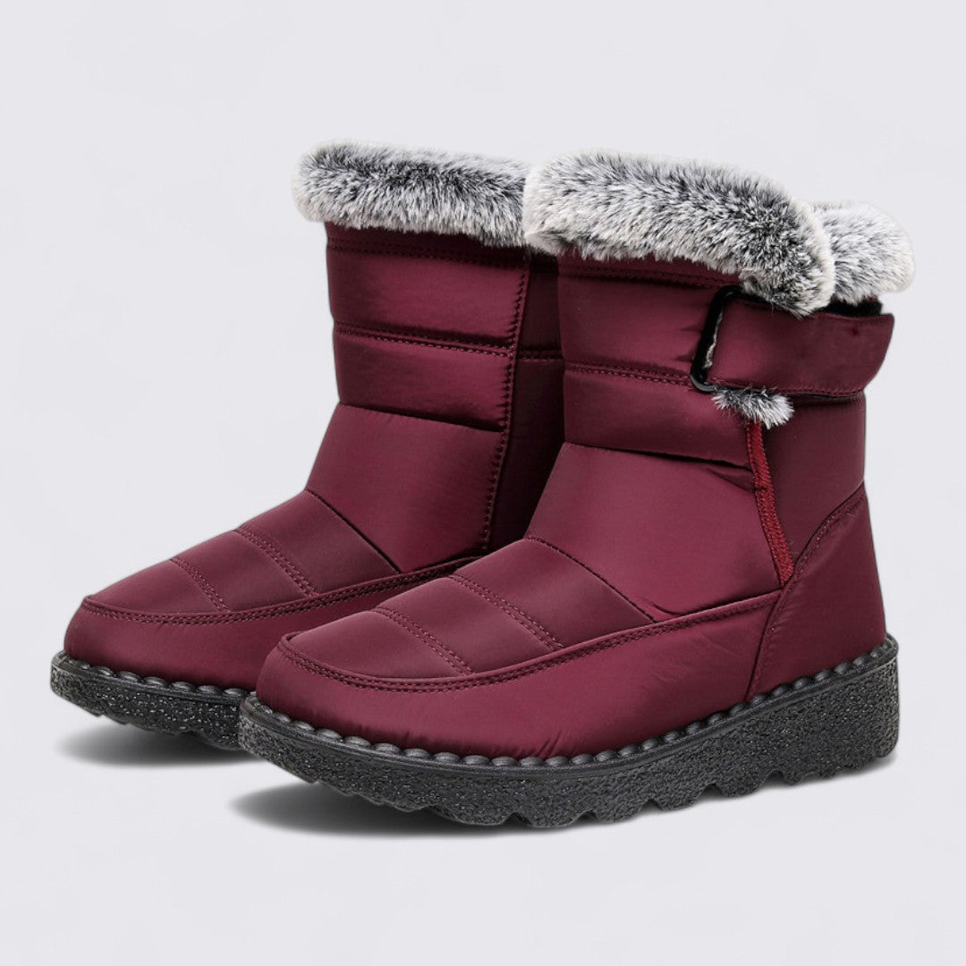 Damen Winterstiefel mit Fellfutter – Gepolsterte Stiefel – Rutschfeste Sohle