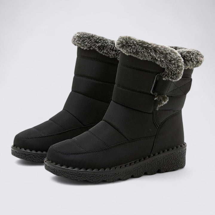 Damen Winterstiefel mit Fellfutter – Gepolsterte Stiefel – Rutschfeste Sohle