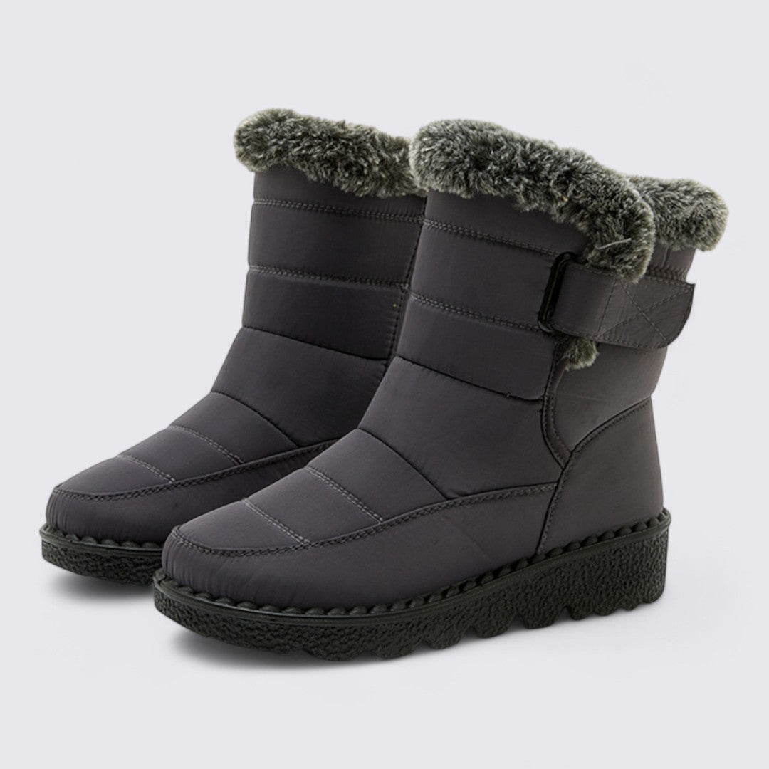 Damen Winterstiefel mit Fellfutter – Gepolsterte Stiefel – Rutschfeste Sohle