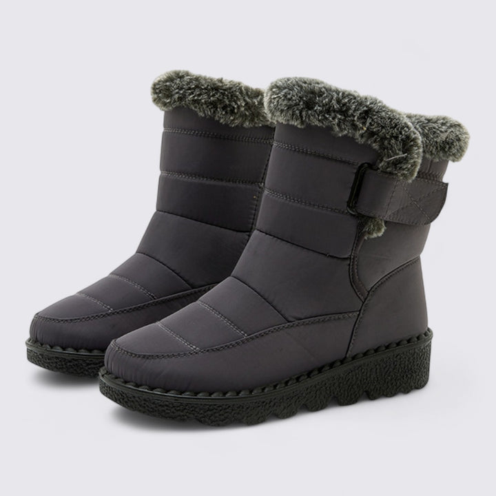 Damen Winterstiefel mit Fellfutter – Gepolsterte Stiefel – Rutschfeste Sohle