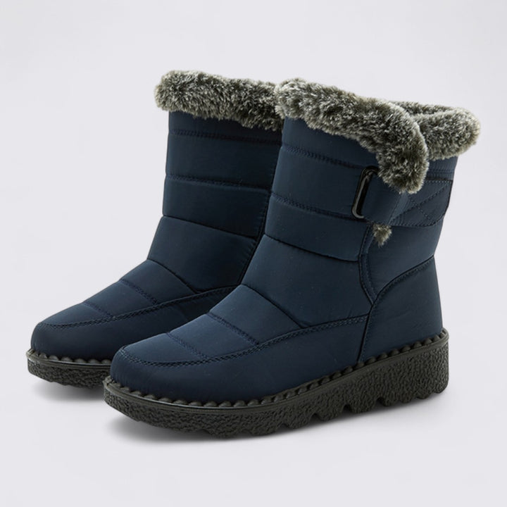 Damen Winterstiefel mit Fellfutter – Gepolsterte Stiefel – Rutschfeste Sohle