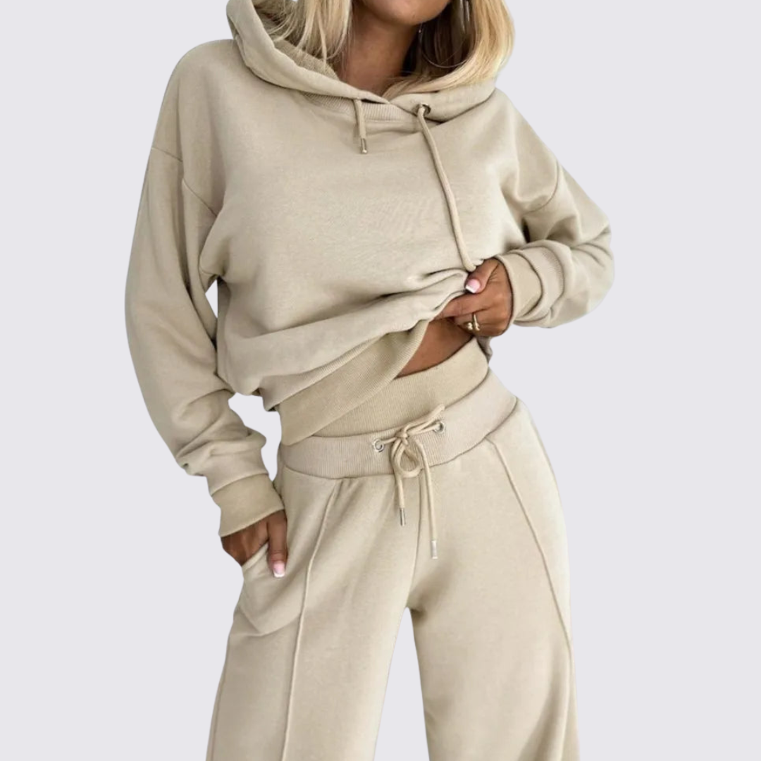 Damen Zweiteiler Set mit Hoodie und weiter Hose – Lässiger Look – Moderner Schnitt