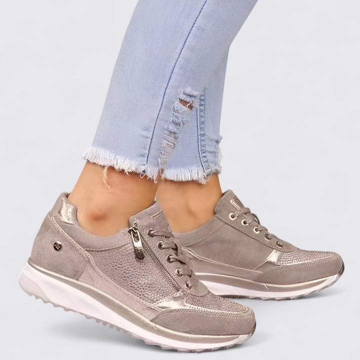 Freizeitschuhe mit Schnürung und Reißverschluss für Damen