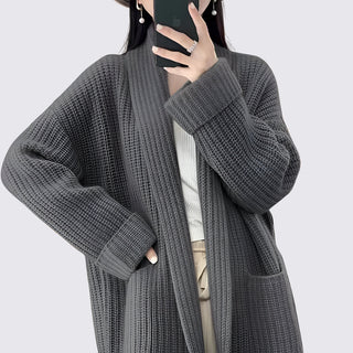 Gerippte Strickjacke mit Taschen für Damen