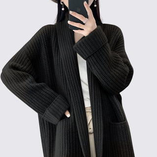 Gerippte Strickjacke mit Taschen für Damen