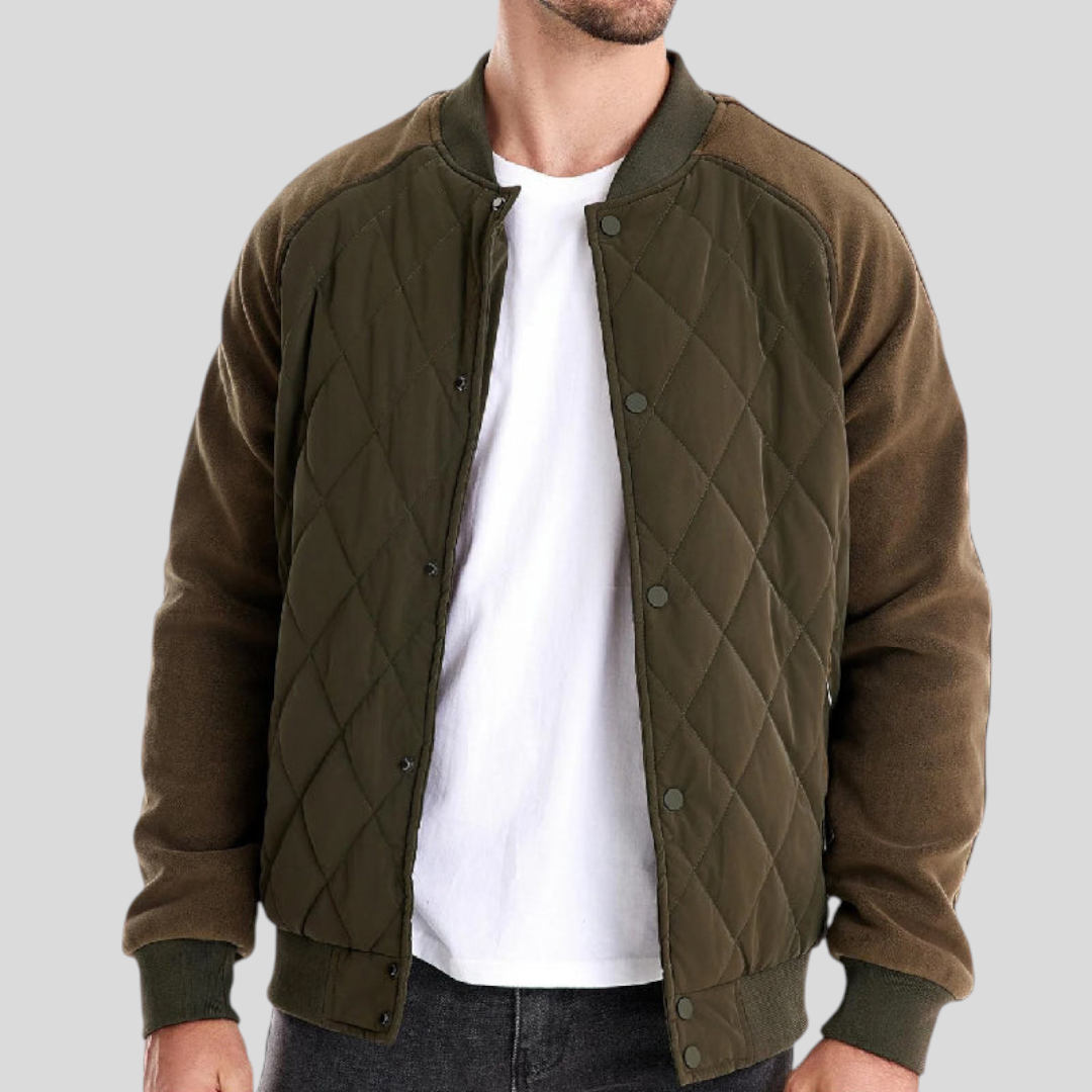 Herren Jacke mit Gesteppter Struktur - Klassischer Jacke - Reißverschluss Vorne