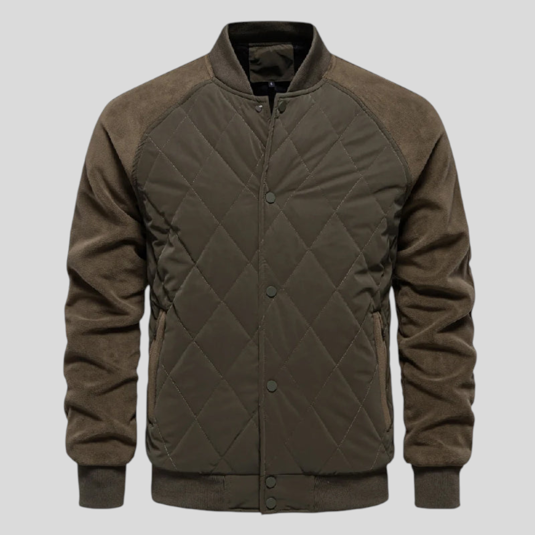 Herren Jacke mit Gesteppter Struktur - Klassischer Jacke - Reißverschluss Vorne