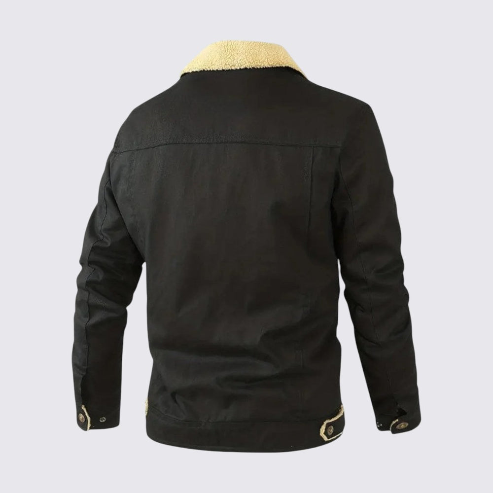 Herren Jacke mit Knopfleiste - Gefütterte Jacke - Stehkragen