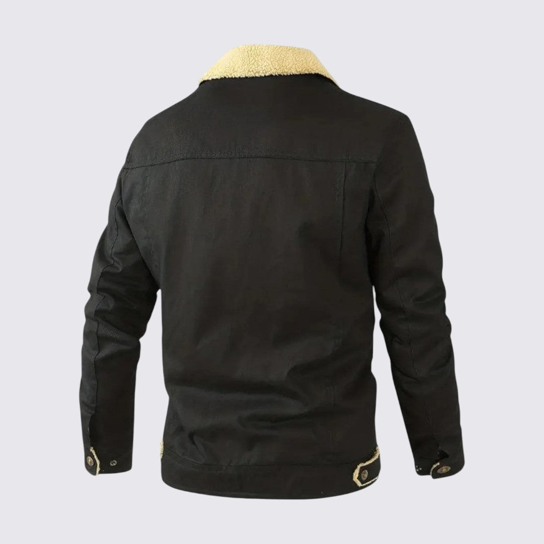 Herren Jacke mit Knopfleiste - Gefütterte Jacke - Stehkragen