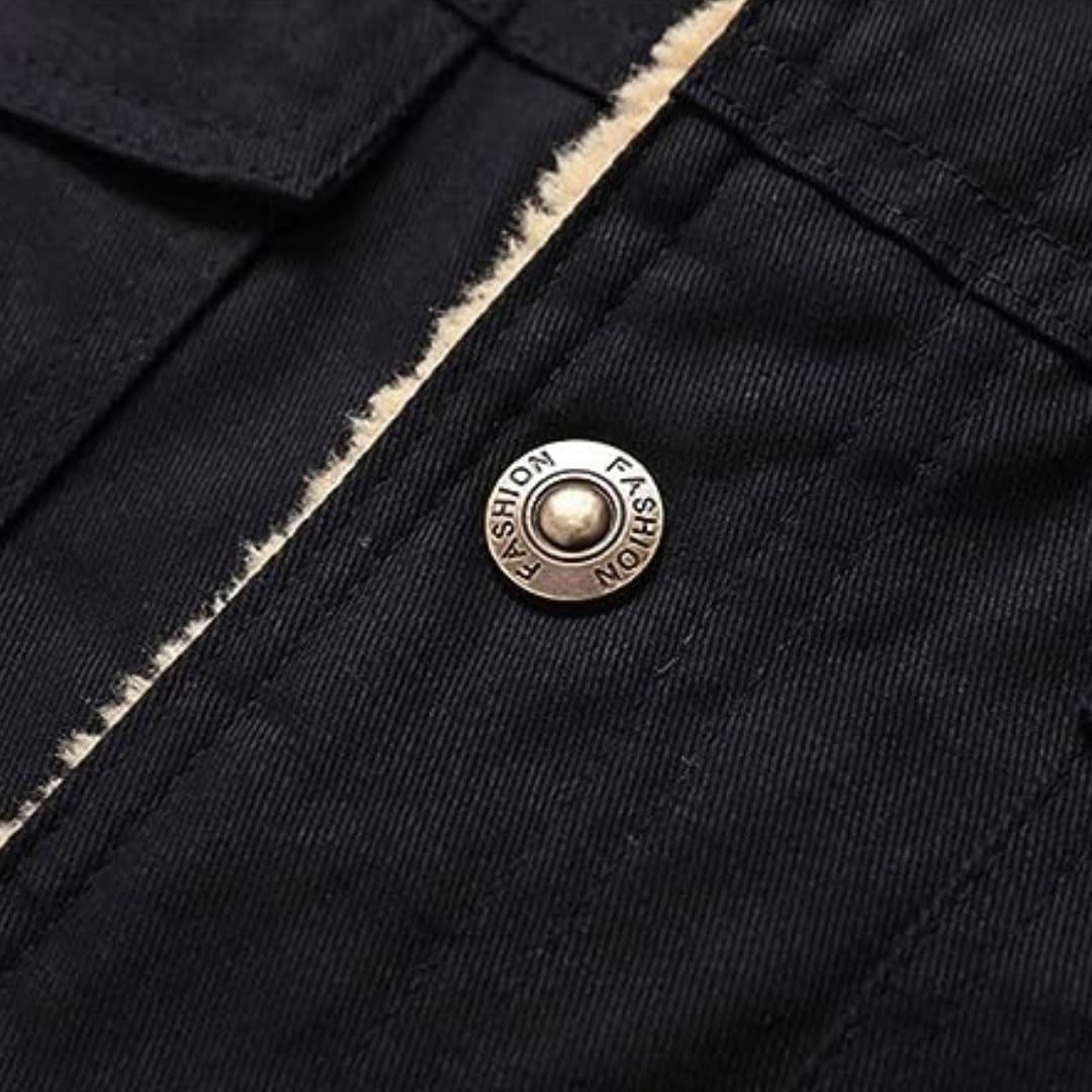 Herren Jacke mit Knopfleiste - Gefütterte Jacke - Stehkragen