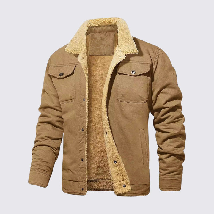 Herren Jacke mit Knopfleiste - Gefütterte Jacke - Stehkragen