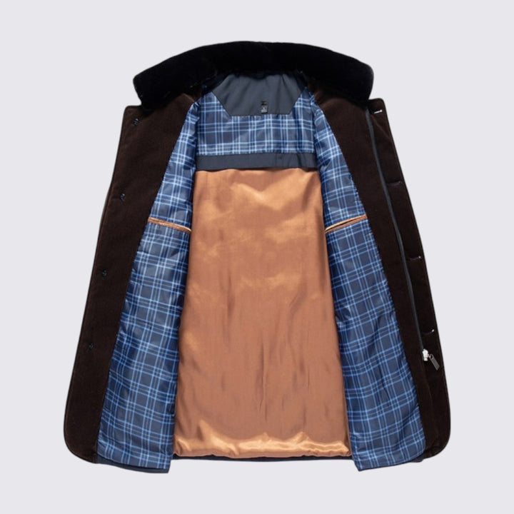 Herren Jacke mit Knopfleiste - Gesteppte Übergangsjacke - Karofutter