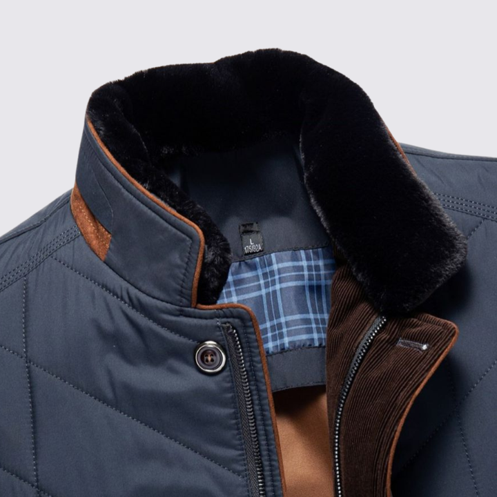Herren Jacke mit Knopfleiste - Gesteppte Übergangsjacke - Karofutter