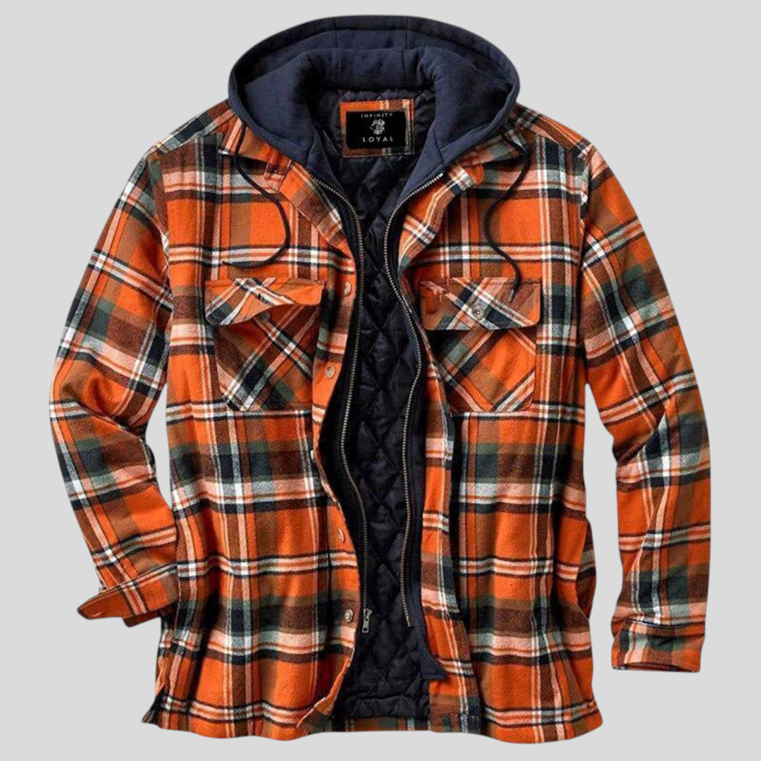 Herren Jacke mit Knopfleiste - Klassischer Jacke - Karomuster Detail