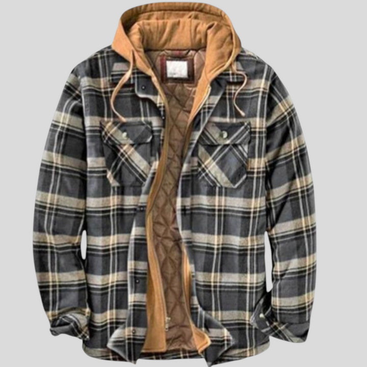 Herren Jacke mit Knopfleiste - Klassischer Jacke - Karomuster Detail