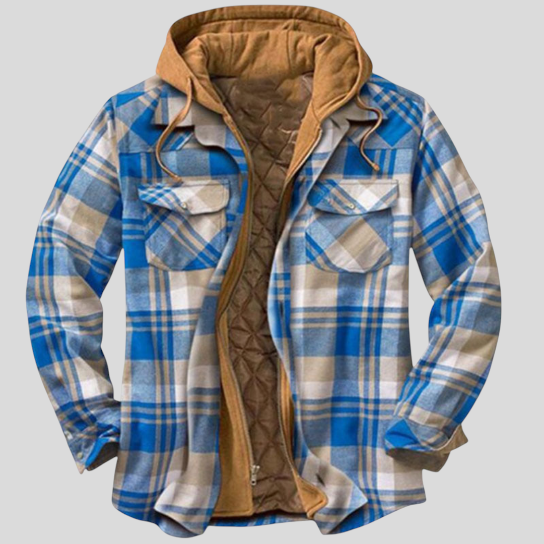 Herren Jacke mit Knopfleiste - Klassischer Jacke - Karomuster Detail