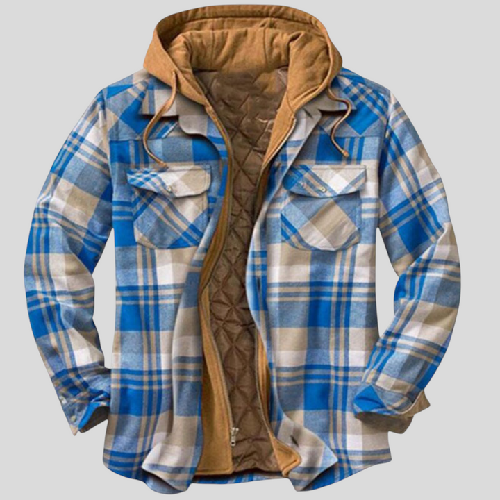 Herren Jacke mit Knopfleiste - Klassischer Jacke - Karomuster Detail