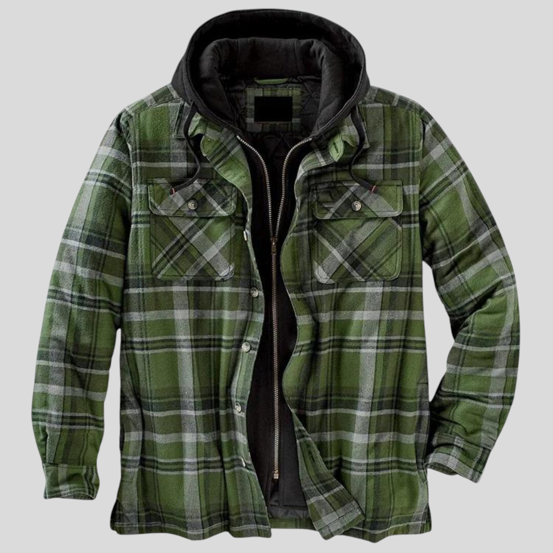 Herren Jacke mit Knopfleiste - Klassischer Jacke - Karomuster Detail