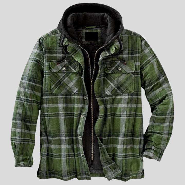 Herren Jacke mit Knopfleiste - Klassischer Jacke - Karomuster Detail