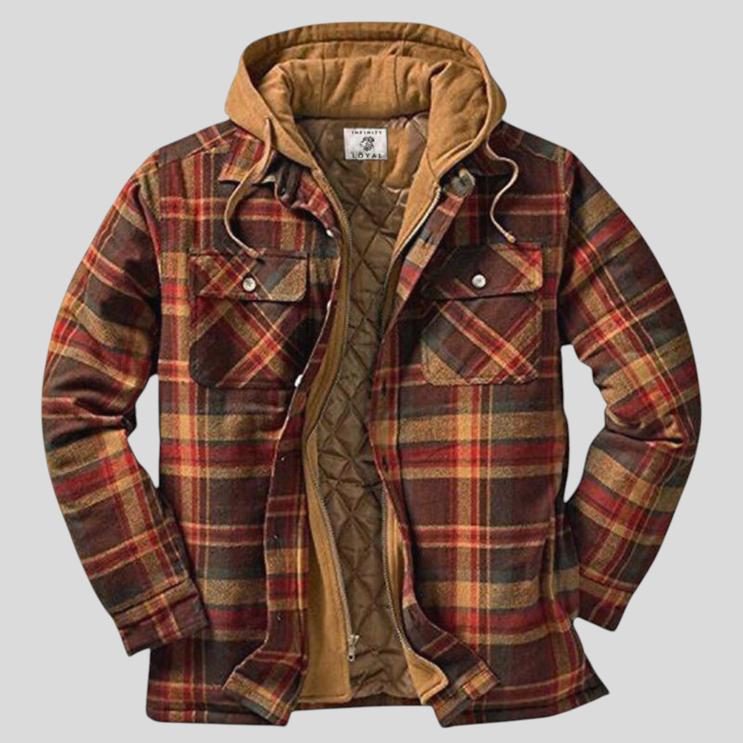 Herren Jacke mit Knopfleiste - Klassischer Jacke - Karomuster Detail