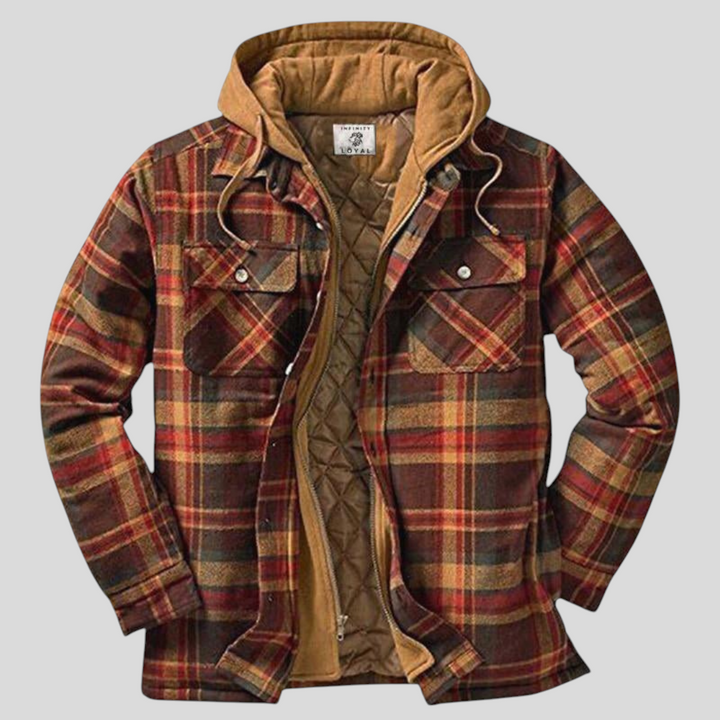 Herren Jacke mit Knopfleiste - Klassischer Jacke - Karomuster Detail