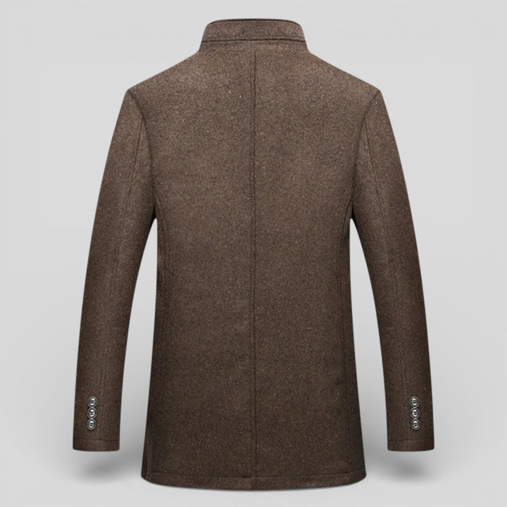 Herren Mantel mit Stehkragen - Langer Mantel - Knopfleiste Vorne