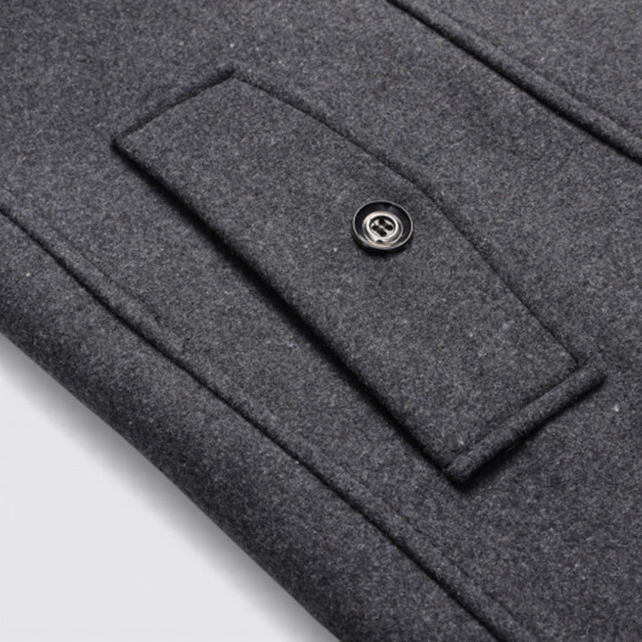 Herren Mantel mit Stehkragen - Langer Mantel - Reißverschluss Vorne