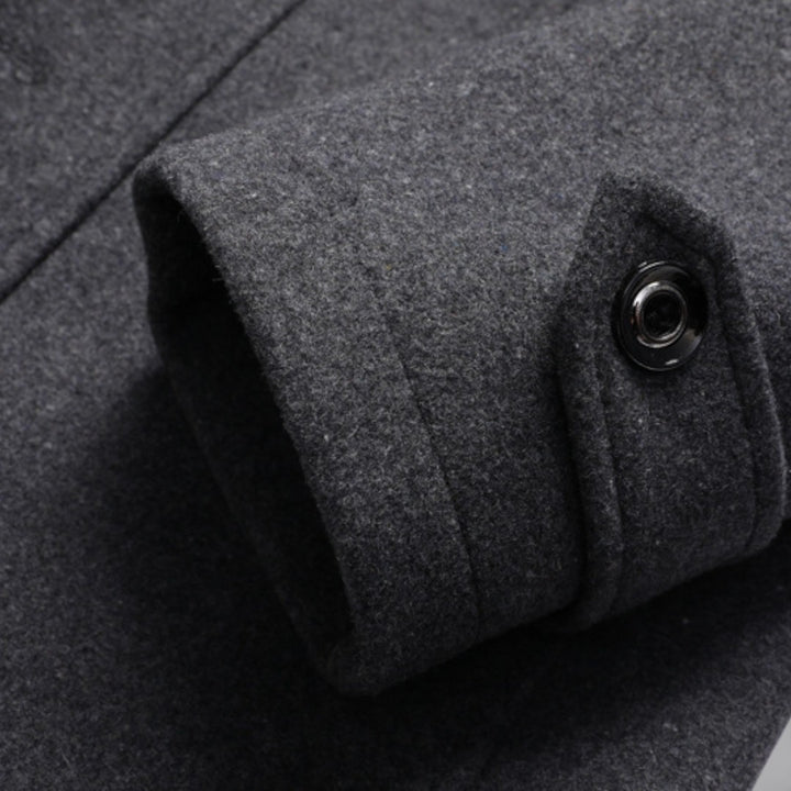 Herren Mantel mit Stehkragen - Langer Mantel - Reißverschluss Vorne