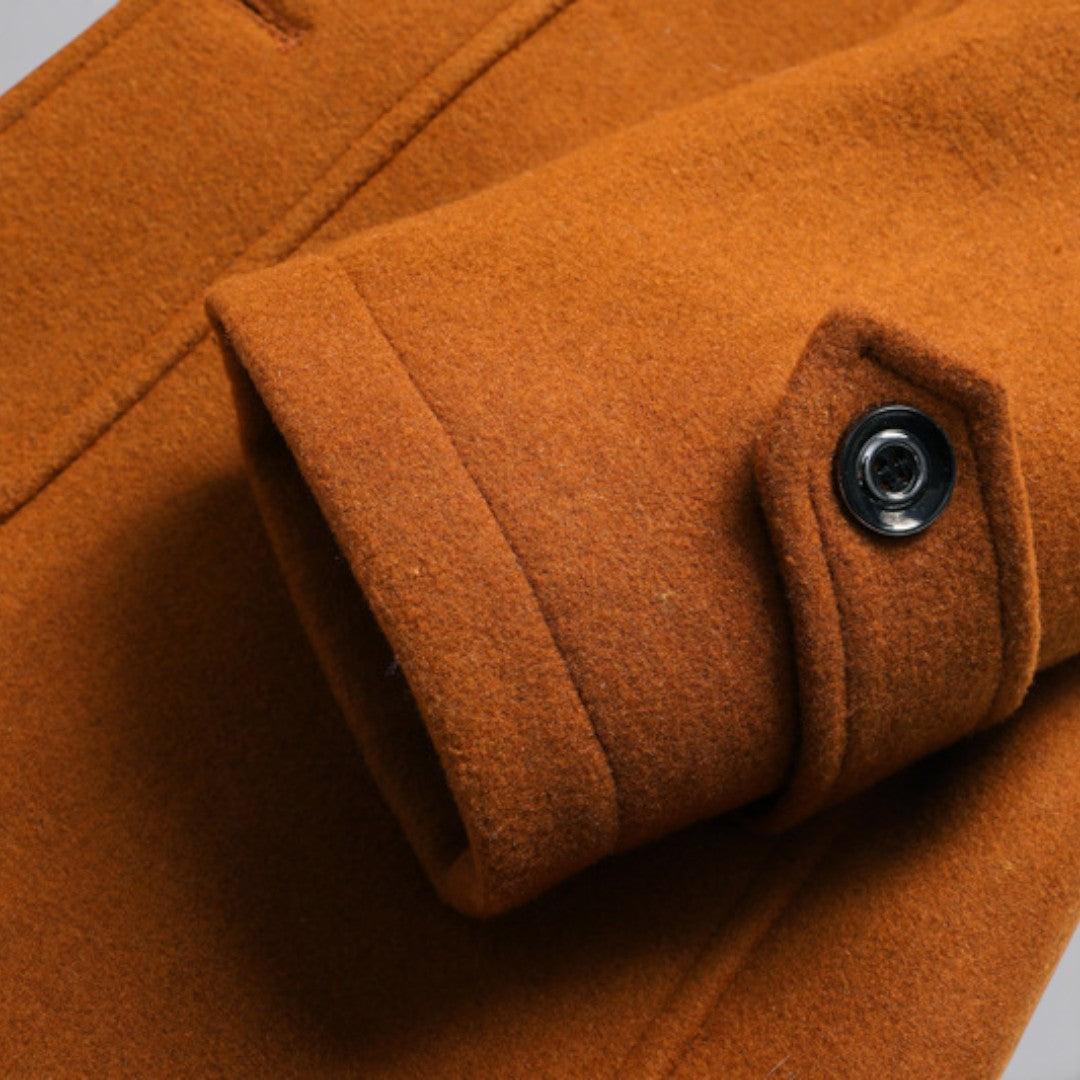 Herren Mantel mit Stehkragen - Langer Mantel - Reißverschluss Vorne