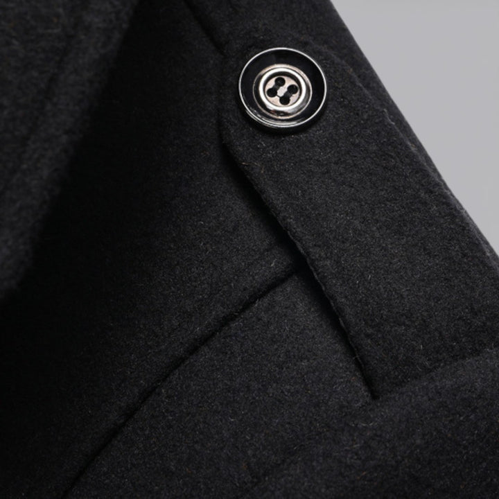 Herren Mantel mit Stehkragen - Langer Mantel - Reißverschluss Vorne